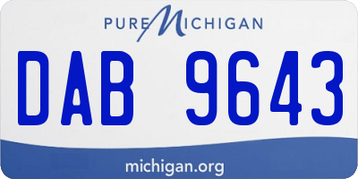 MI license plate DAB9643