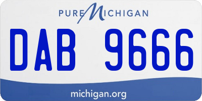 MI license plate DAB9666