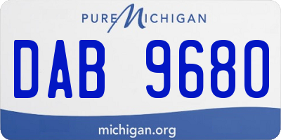MI license plate DAB9680