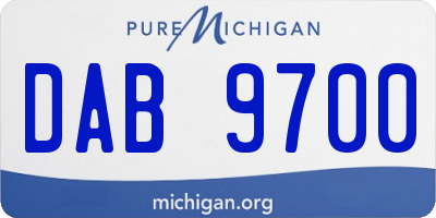 MI license plate DAB9700