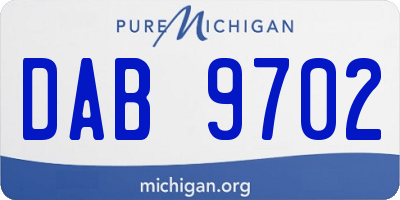 MI license plate DAB9702