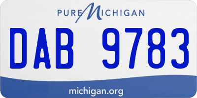 MI license plate DAB9783