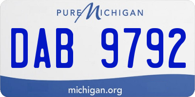 MI license plate DAB9792