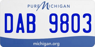 MI license plate DAB9803