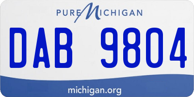 MI license plate DAB9804