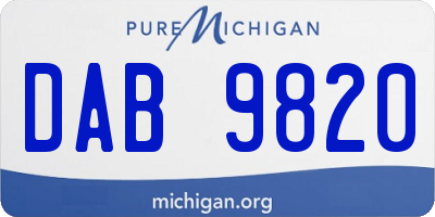 MI license plate DAB9820