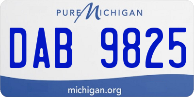 MI license plate DAB9825