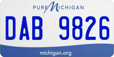 MI license plate DAB9826