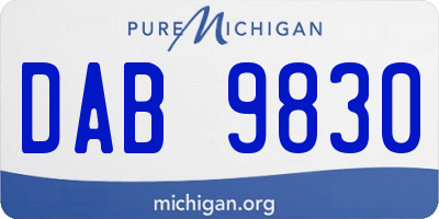 MI license plate DAB9830