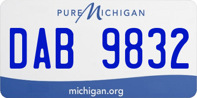 MI license plate DAB9832