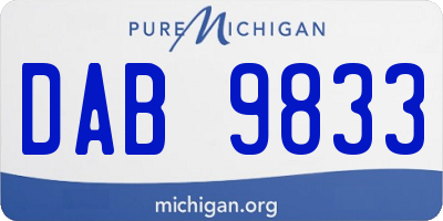 MI license plate DAB9833