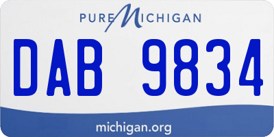 MI license plate DAB9834