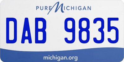 MI license plate DAB9835