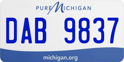 MI license plate DAB9837