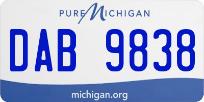 MI license plate DAB9838