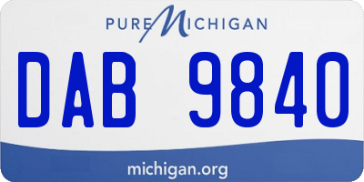 MI license plate DAB9840