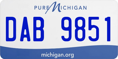 MI license plate DAB9851