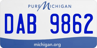 MI license plate DAB9862