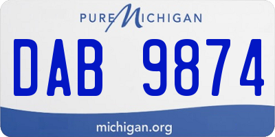 MI license plate DAB9874