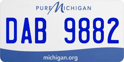 MI license plate DAB9882