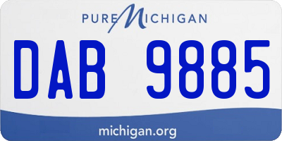 MI license plate DAB9885