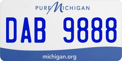 MI license plate DAB9888