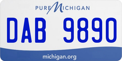 MI license plate DAB9890