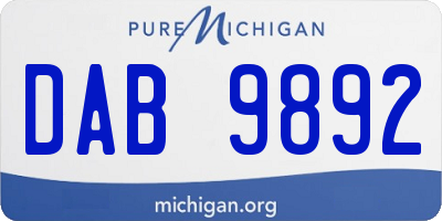 MI license plate DAB9892