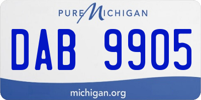 MI license plate DAB9905