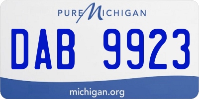 MI license plate DAB9923