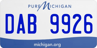 MI license plate DAB9926