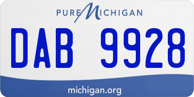 MI license plate DAB9928