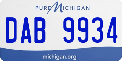 MI license plate DAB9934