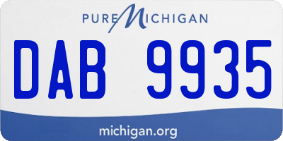 MI license plate DAB9935