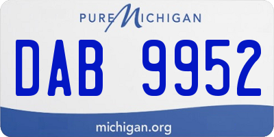 MI license plate DAB9952