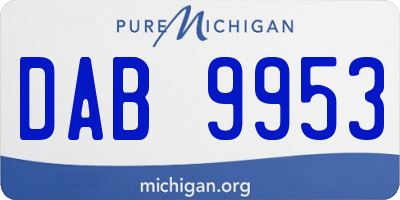 MI license plate DAB9953