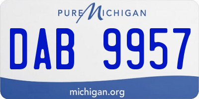 MI license plate DAB9957