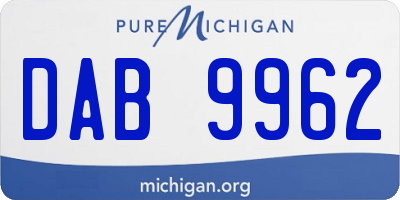 MI license plate DAB9962