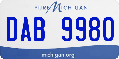 MI license plate DAB9980