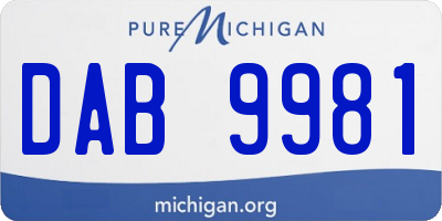 MI license plate DAB9981