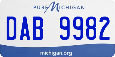 MI license plate DAB9982