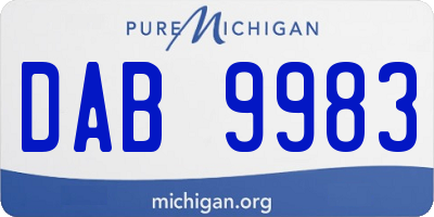 MI license plate DAB9983