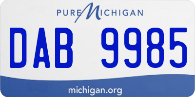 MI license plate DAB9985