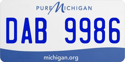 MI license plate DAB9986