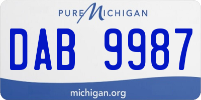 MI license plate DAB9987