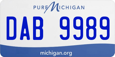MI license plate DAB9989