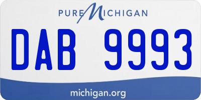 MI license plate DAB9993