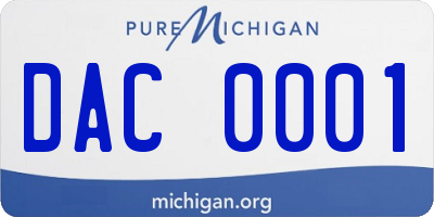 MI license plate DAC0001