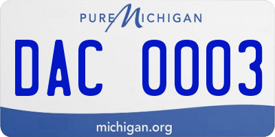 MI license plate DAC0003