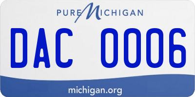 MI license plate DAC0006